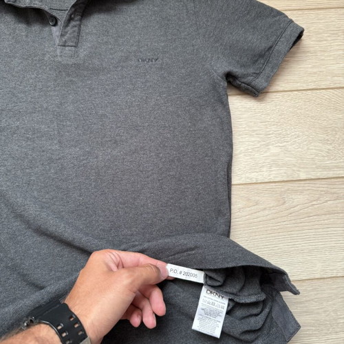 DKNY Men's Classic Polo Shirt Size S, charcoal