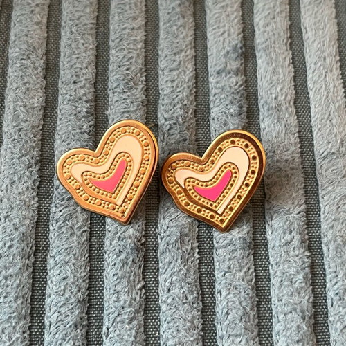 Vintage heart-shaped earrings like new, colorful and gold