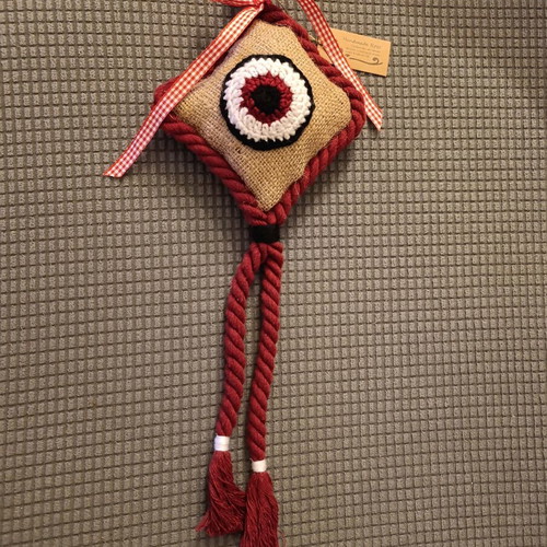 Large hanging charm new, handmade from cotton cord and linen