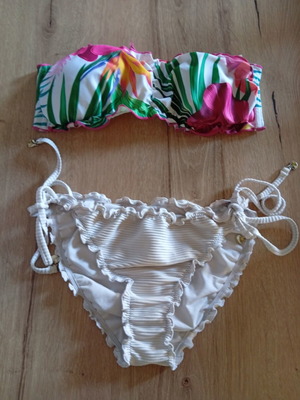 Μαγιό bikini H&M σαν καινούργιο, μέγεθος M, άσπρο και πολύχρωμο