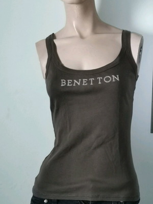 Φανελάκι Benetton μεταχειρισμένο, καφέ, μέγεθος small, βαμβακερό