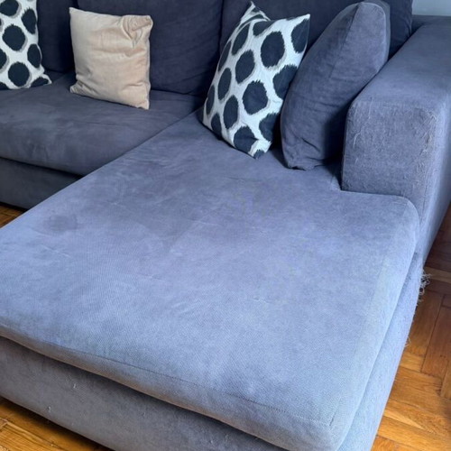 Entos corner sofa used, grey suede, 2.50x1.65 m
