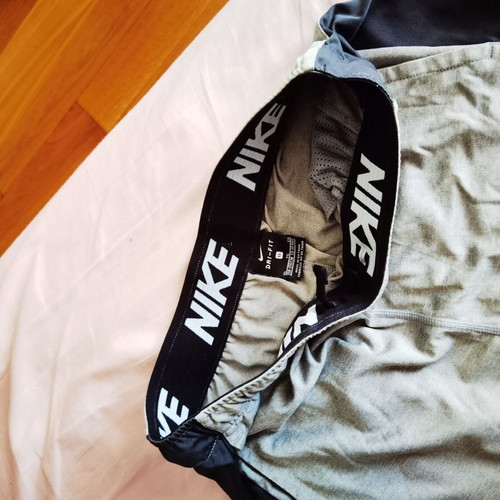 Nike men's gym shorts like new, gray and green