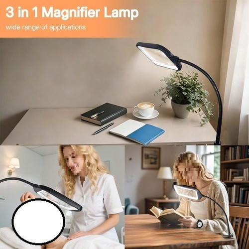 Gaborish 3-in-1 magnifying lamp 10x/30x with 60 LED and stand