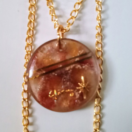 Shiny handmade necklace new, brown and gold tones