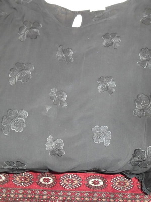 Black appliqued tunic blouse, free size, made in Italy