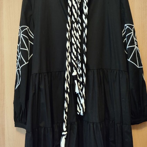 Zoya dress with embroidered elephant head sleeves, new