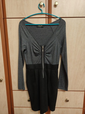On Line women's dress like new, gray and black, medium size