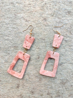 Clay earrings new with marble effect and stainless steel clasp