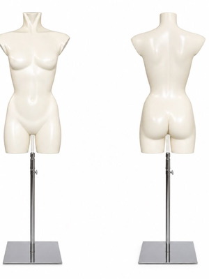 Female torso mannequin with metal base