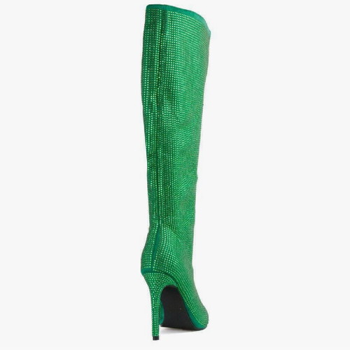 Boots with rhinestones new, green, size 40