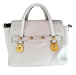 Δερμάτινη λευκή τσάντα Versace Palazzo Empire