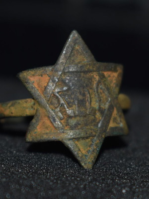 Sion ring used, old Jewish patriotic bronze