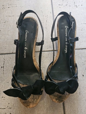 Platform shoes with bow size 37 like new, black