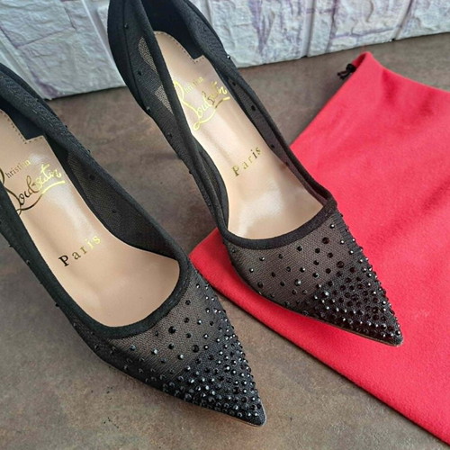Christian Louboutin high heels size 35 new black suede and mesh