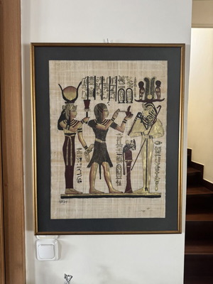 Handpainted papyrus painting framed 68x53 cm like new