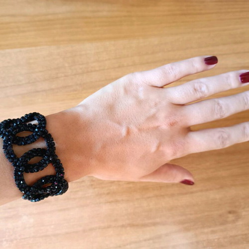Black evening bracelet like new, large