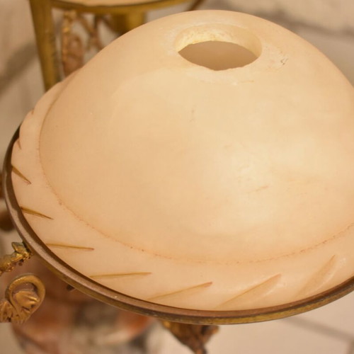 Table lamps used, 1960s alabaster and brass set