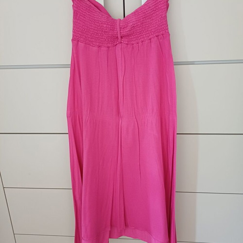 Makó strapless dress used, midi, pink, size small, Rouge Paris