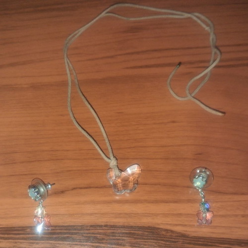 Swarovski Butterfly Jewelry Set used, necklace and earrings