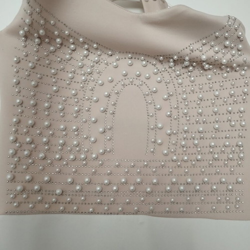 Official dress with pearls like new, knee-length, open back
