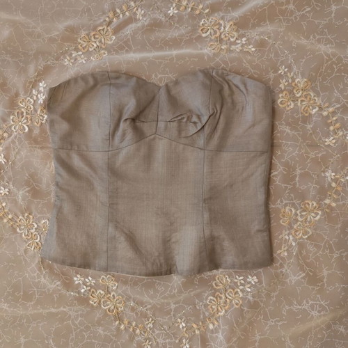 Valerie Aflalo blouse like new, short, silk, size S, gray-beige