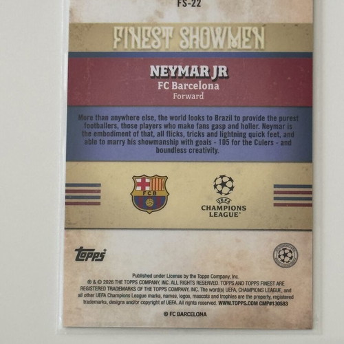 2025-26 Topps Finest UEFA UCC Neymar Jr Showmen card Barcelona new