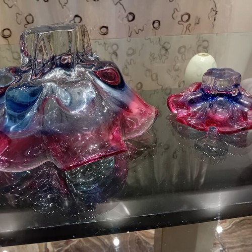 Chřibská Sklárna decorative bowls set, like new, 1960-1970