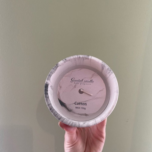 Organic Modern Candle with Cotton Scent, Marble Look and Bamboo Lid 150g