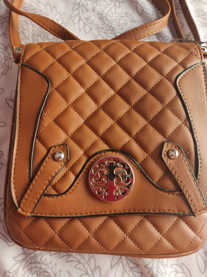 Crossbody bag new brown-tan with two compartments and zipper