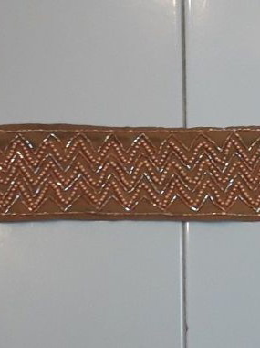 Fabric belt embroidered with beads unused, length 70 cm