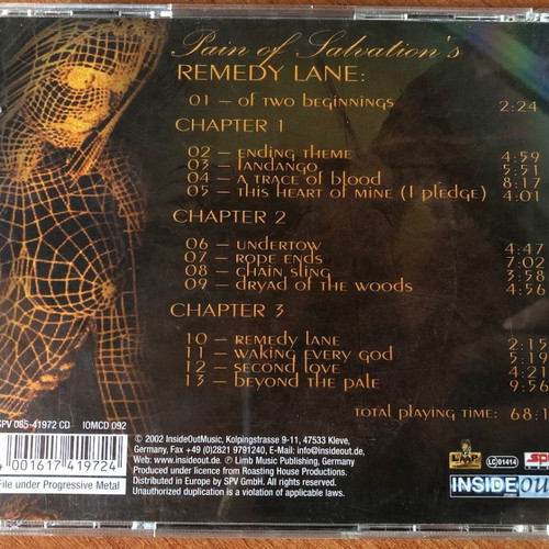 Pain of Salvation Remedy Lane CD used, SlipCase