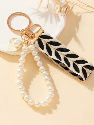 Λουράκι τηλεφώνου νέο, κοντό με πέρλες και κέντημα