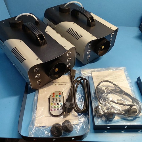 UKing 1200W RGB Smoke Machines with Remote Control, Set of 2, New