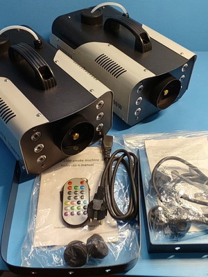 UKing 1200W RGB Smoke Machines with Remote Control, Set of 2, New