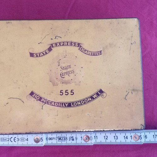 State Express 555 Cigarette Tin Box used litho vintage