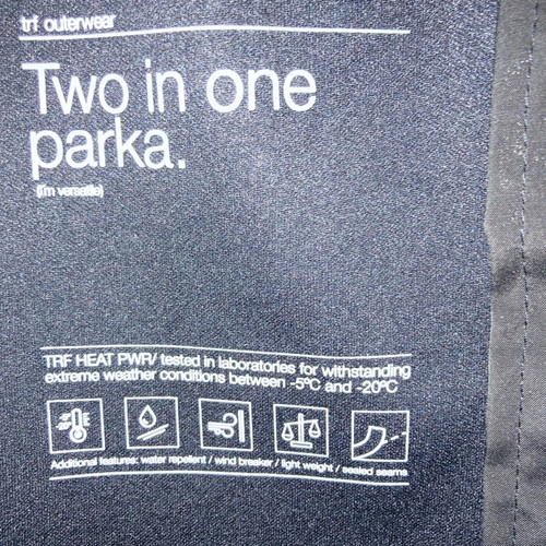 Zara women's 2-in-1 parka like new, black and beige, size XL