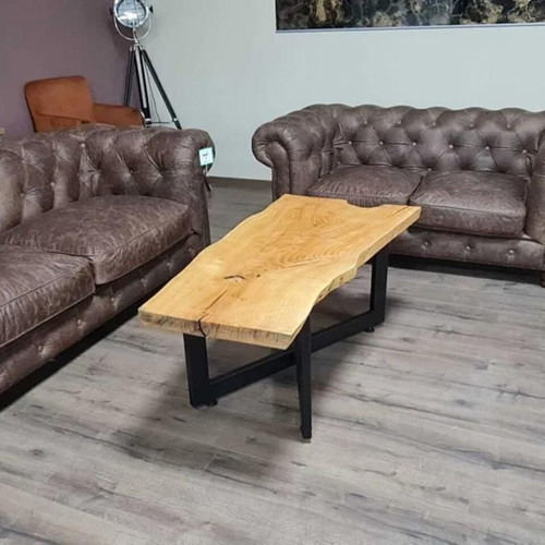 Solid wood coffee table with metal legs new, handmade
