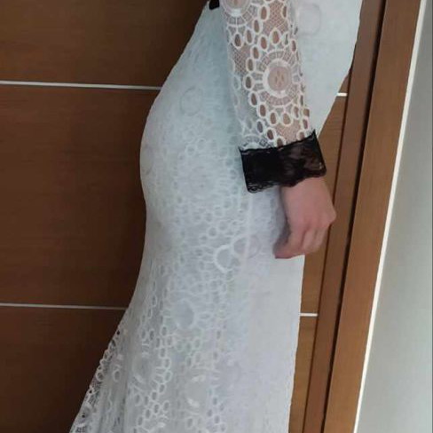 Wedding dress narrow with lace new, white