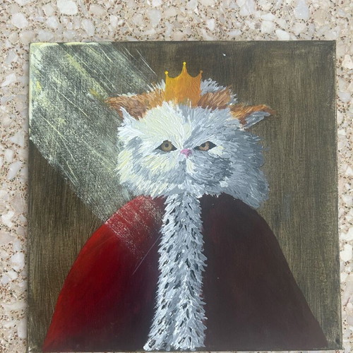 Royal cat on 40x40 canvas like new