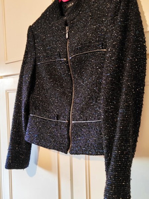 Lola women's bouclé jacket black-blue like new, size S