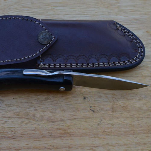 Folding knife stainless steel handmade buffalo horn handle new