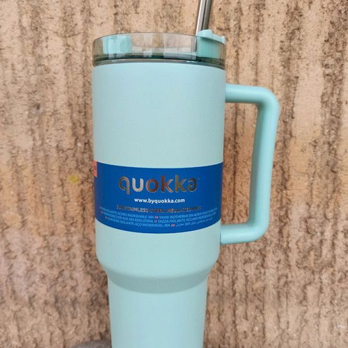 Quokka Stainless Steel Thermal Mug BPA Free 1200ml Turquoise New with Straw and Handle