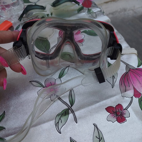 Snorkeling Mask Wave children's used, pink dual lens
