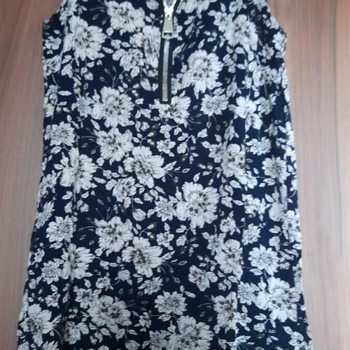A-line mini dress floral with zipper used, black and blue
