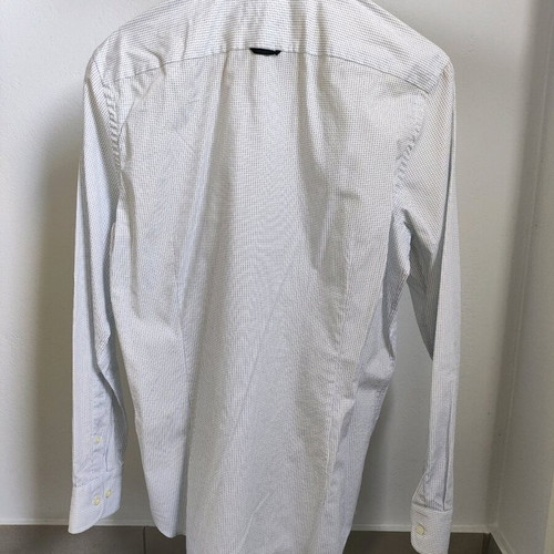 Navy & Green men's shirt white with blue pattern, new, size S