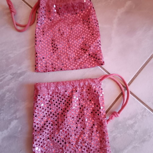 Sequin pouches set in bright pink, like new