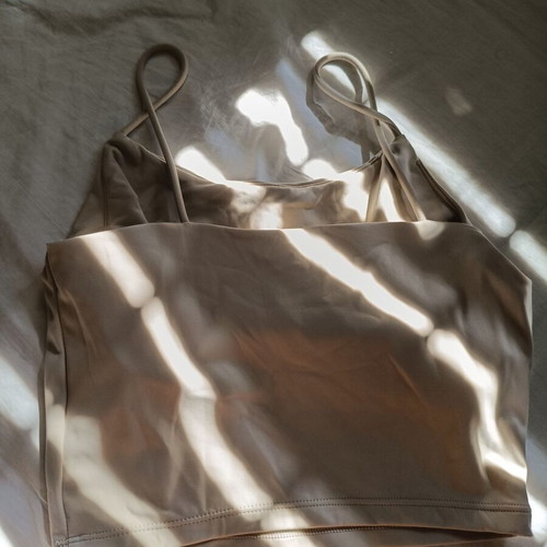 Sinsay Sports Top with Built-In Bra New, Beige, Size XS