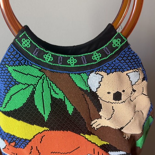 Vintage Handbag multicolor, like new, handmade beads