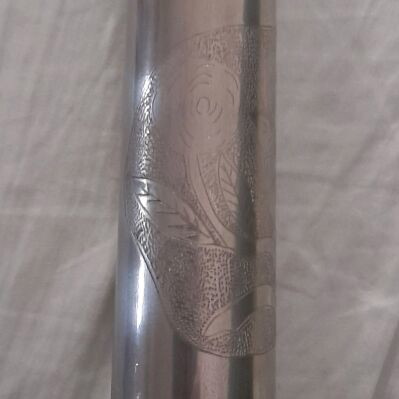 Shell vase from 1942 with handmade engraving, used